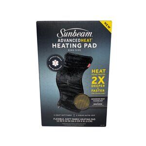 Sunbeam AdvancedHeat Heating Pad King 12"x24" 4 Heat Settings 2-Hour Auto-Off